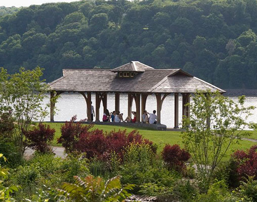 Photo of students at the river gazebo. Link to What to Give what.jpg